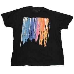 Ring of Fire Shirt Crew Neck Short Sleeve Tee Black Rainbow Graphic Men's XL